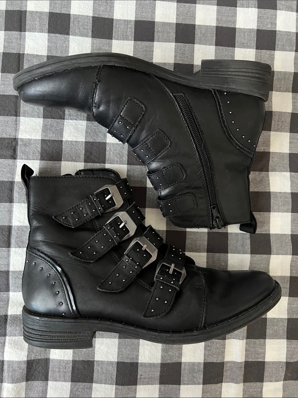 Steve Madden Black Buckle Ankle Boots
